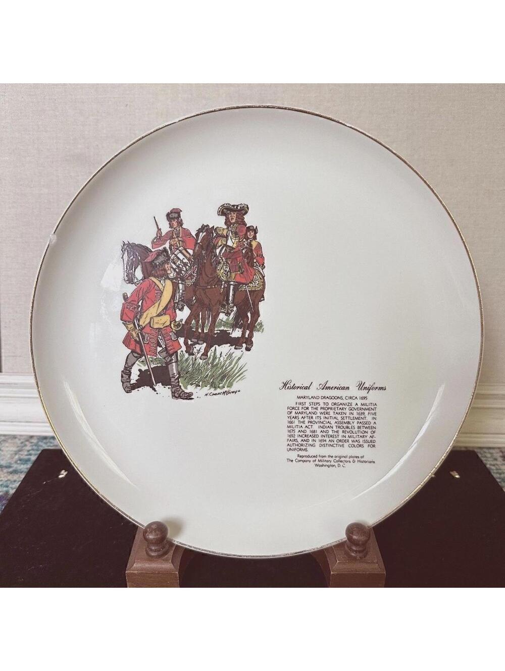 Vintage 1950's W. S. George Pottery Historical Uniform plate Maryland Dragoons